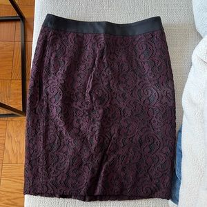 LOFT pencil skirt with crochet overlay